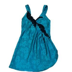 Vintage Victoria's Secret Gold Label Satin Nightgown Lingerie Lace Gothic Green